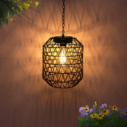 Livinlarge Solar Pendant Light,Outdoor Solar Powered Chandelier Hanging Lantern IP44 Waterproof,Gazebo Lights for Yard Patio Balcony Tree Porch Porch Garden Decor