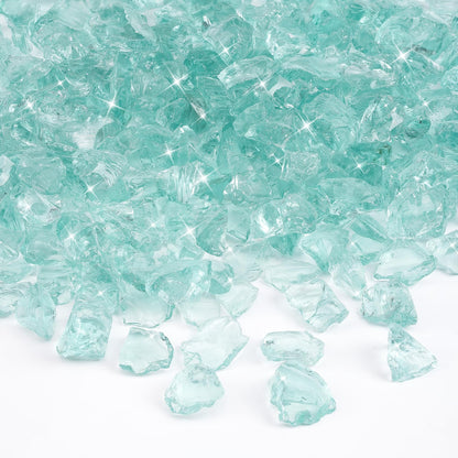 Mr. Fireglass Crushed Fire Glass for Natural or Propane Fire Pit Fireplace & Landscaping,10 lb High Luster Light Sea Blue