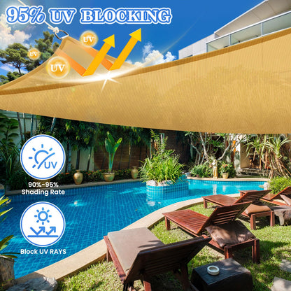 HappyTrends Sun Shades Outdoor Patio,Heavy Duty Shade Sail UV Protection Beach Canopy,Tear and Rust Resistant Wind Sail for Yard Deck Lawn Garden Triangle Sunshade(1 6' X 1 6' X 1 6',Sand)