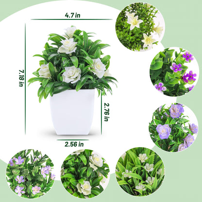 Der Rose 6 Pack Small Fake Plants Mini Artificial Faux Plants with Flowers for Home Room Farmhouse Bathroom Decor Indoor
