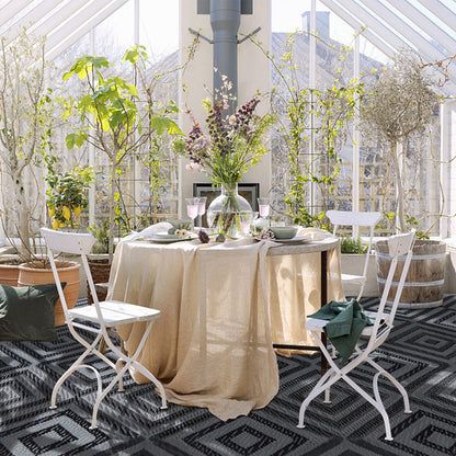Ridota Reversible Mats, Patio Plastic Straw Modern Area Rug, Floor Mat for Outdoors, RV, Patio, Backyard, Deck, Picnic, Beach, Trailer, Camping (Diamond Black & Grey, 9' x 12')