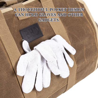 BHD Firewood Fireplace Carrier Logs Tote Holder 20 oz Waxed Canvas Sturdy Bag with Handles for Camping Indoor Outdoor Brown