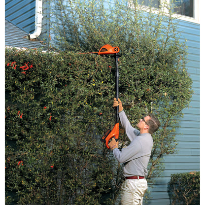 BLACK+DECKER 20V MAX Pole Hedge Trimmer Cordless with Battery and Charger, 18-Inch Dual Action Blade Power Hedge Trimmer, Extended Long Reach Hedger Up to 11 Ft, 180 Degrees Pivoting Head (LPHT120)
