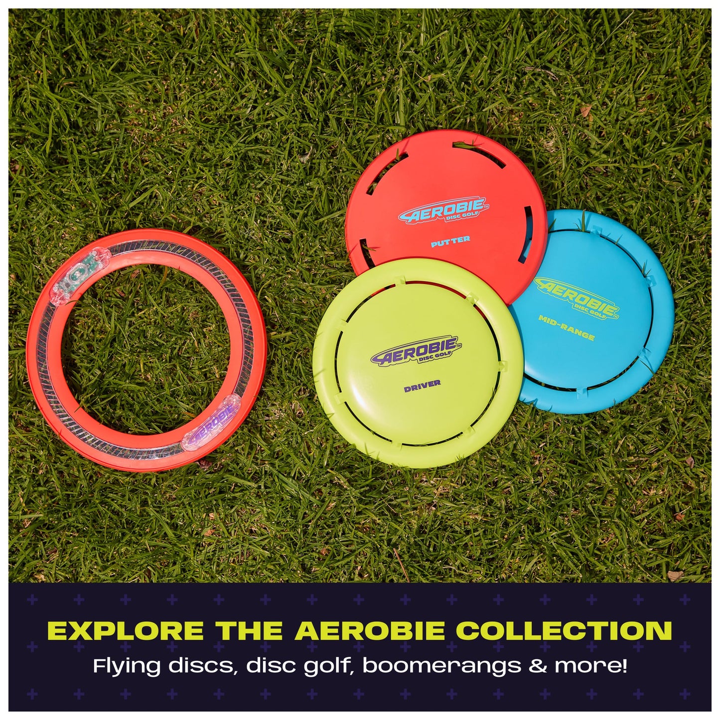 Aerobie Spark Outdoor Flying Disc with LEDs, Light-Up Flying Ring for Kids Parties and Backyard Games, Teen Boys Gift Ideas, Kids Toys for Ages 5 & Up, 12”