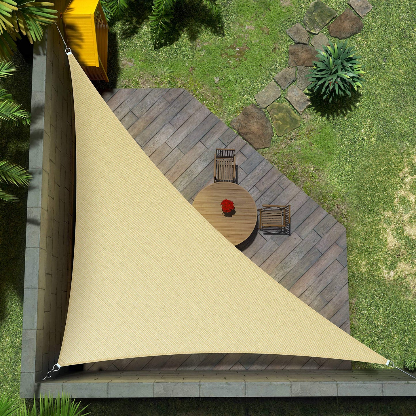 Amgo 16' x 16' x 22.6' Beige Right Triangle Sun Shade Sail UPF50+ Canopy Awning AGSLT, 95% UV Blockage, Water & Air Permeable, 200GSM Heavy Duty Commercial and Residential (We Make Custom Sizes)