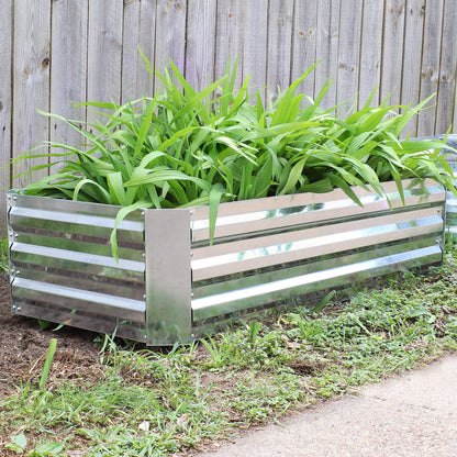 Sunnydaze Galvanized Raised Garden Bed Kit - 4x2x1 ft Outdoor Raised Garden Bed - Metal Planter Box for Vegetables, Flowers, Herbs - Silver - 4' x 2' Rectangle