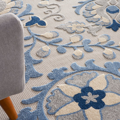 Nourison Home Aloha Blue Grey 7' x 10' Area Rug - Easy Clean, Non Shedding, Bed Room, Living Room, Dining Room, Kitchen (7' x 10')