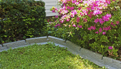 Emsco Group 2032HD Bedrocks Trim-Free Gray, 20 Feet – Natural Stacked Slate Design Garden Lawn Edging