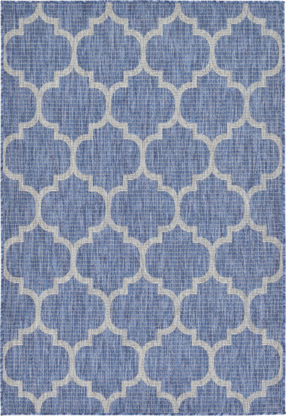 Unique Loom Outdoor Trellis Collection Area Rug (4' 1" x 6' 1" Rectangle, Navy Blue/ Ivory)
