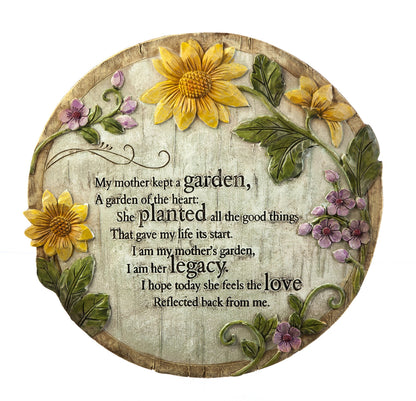 Evergreen Flag Memorial Stones | My Mother Kept a Garden | 12 Inches Wide | Remembrance Decor for Homes, Lawn and Garden | Outdoor or Indoor