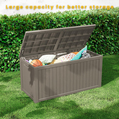 PATIOEASY Outdoor Storage Box 205GAL Waterproof Resin Deck Box,Pool Accessories Supplies，UV-Resistant Lockable Package Delivery Bin for Garden Tools,Large Patio Outside Cushions,Chest,Furniture,Grey