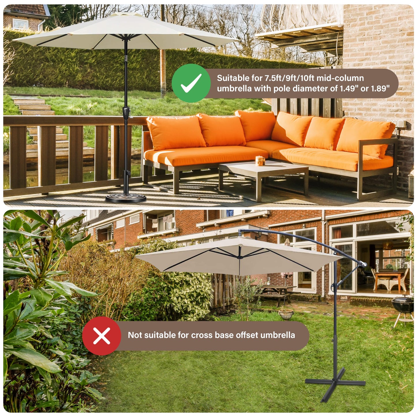HealSmart 24.2 lbs Heavy Duty Umbrella Base 17.72" Round Patio Umbrellas-Stand for Outdoor, Lawn and Garden, Bronze