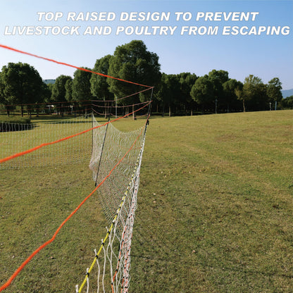 Poultry Electric Netting Fence - 47.3''H (can be Manually Raised to 59.1''H) x 65.6'L for Flying Chicken, Sheep, Goats in Farms, Ranches and Gardens, PK1