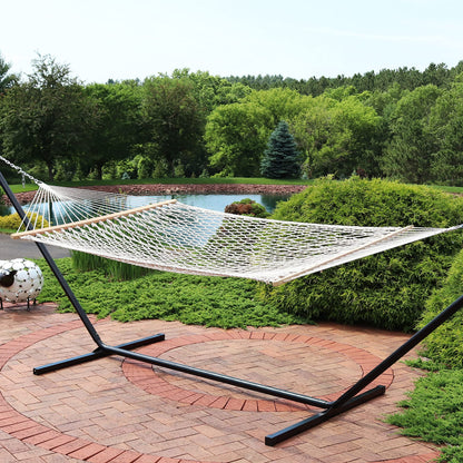 Sunnydaze Cotton Rope Hammock for Outside - 450-Pound Capacity Indoor or Outdoor Hammock with Spreader Bars - Natural