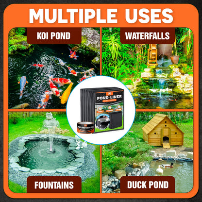 PAMAZY [Premium] 45 Mil LDPE Pond Liner with Seam Tape, 19.7 * 26.2FT Pond Lining for Fish Pond, Performed Garden Ponds, Large Pond Liner for Fishpond, Koi Pond, Waterfall, Streams