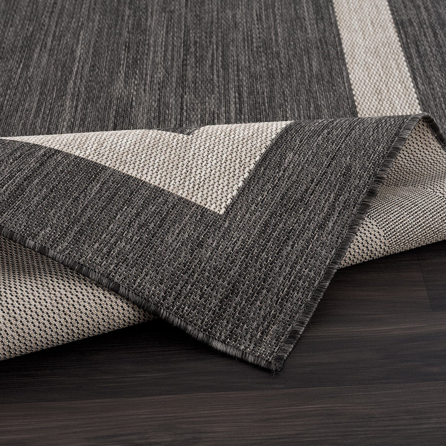 CAMILSON Outdoor Rug 9x12, Large Modern Outside Rugs for Patios Porches Waterproof Durable Washable Non-Shedding, Easy-to-Clean Indoor Outdoor Area Carpet (9 x 12, Bordered - Dark Gray/Light Gray)