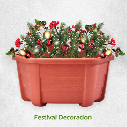 ORIMERC 9.8 inch 8 Pack Brick Red Wall Hanging Planters for Indoor Outdoor Plants Hanging Plant Holder with Drainage Hole Fence Balcony Planters Railing Hanging Pot Plant Wall Mount Decor with Hooks