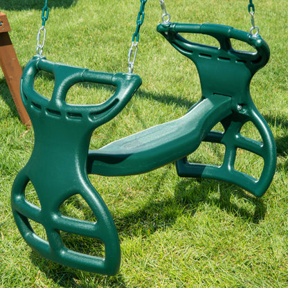 Gorilla Playsets 04-0037-G Dual Ride Glider Back-to-Back Tandem Swing, Green, Green Plastic Coated Chains, Multi-Child Swing