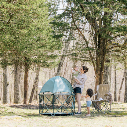 Baby Delight Go with Me Eclipse Deluxe Portable Playard | Playpen | Sun Canopy | Indoor and Outdoor | Ultra Padded Nylon Floor | Green Garden