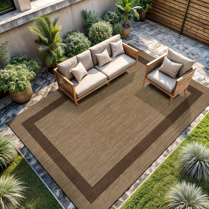 CAMILSON Outdoor Rug 8x10 - Modern Outside Rugs for Patios Porches Waterproof Durable Washable Non-Shedding, Easy-to-Clean Indoor Outdoor Area Carpet (8 x 10, Bordered - Jute)