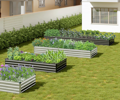 Easllre 2PCS 9x3x1ft Galvanized Raised Garden Bed,Outdoor Planter Box Metal Patio Kit Planting Bed for Vegetables Flowers Herb,Black