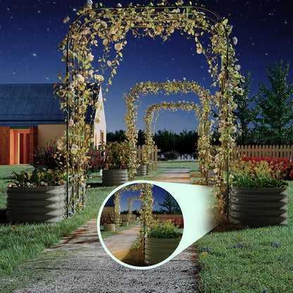 GarveeHome Expandable Arch Trellis Raised Bed Kit – 95” Metal Garden System with Vertical Netting, Plant Ties, and Drainage Design for Vegetables, Flowers, and Vines (Rust-Proof Beige)