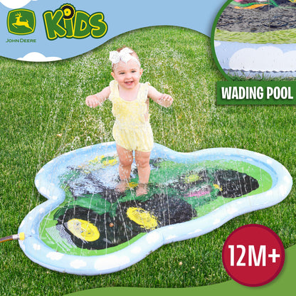 John Deere 3 in 1 Splash Pad Play Sprinkler for Kids and Baby Pool for Learning – Toddler Sprinkler Pool, 60’’ Outside Water Toys