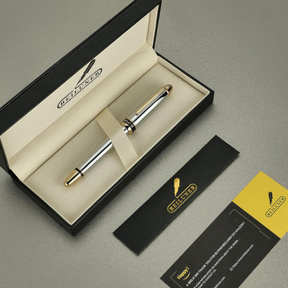 BEILUNER 315 Luxury Rollerball Pen, Stunning Silver Chrome with 24K Gold Finish, Luxury Grade Craftsmanship, Best Pen Gift Set for Men and Women, Graduation, Executive, Office, Fancy, Nice Pens