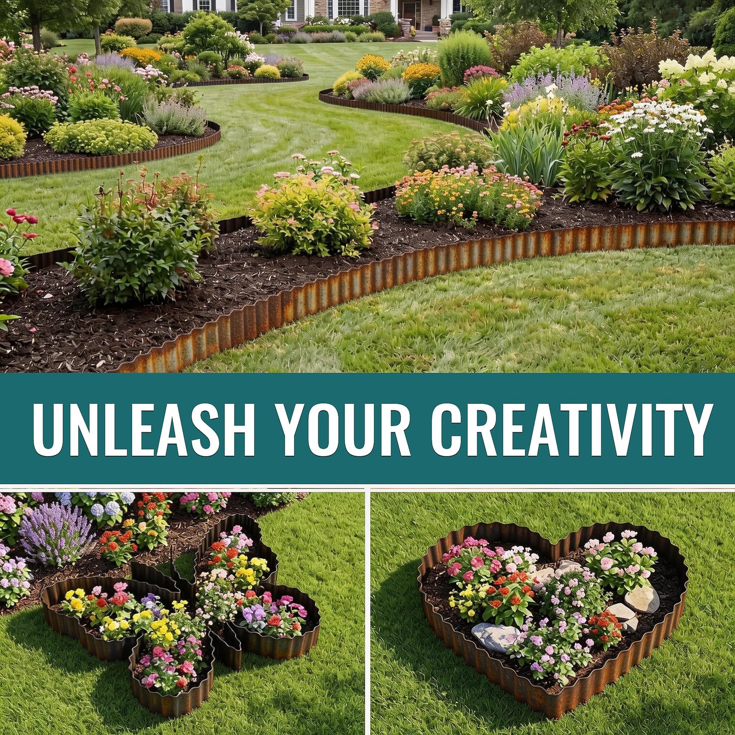 ZXZYHFTY Corrugated Metal Garden Edging, 6" x 20Ft Rusty Landscape Border for Lawn, Flower Beds, Paver Edging, Durable Garden Fence.