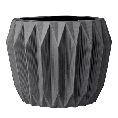 Bloomingville Round Grey Fluted Ceramic Flower Pot