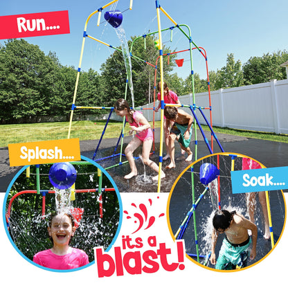 Backyard Waterpark with Splash Wheel, Dump Buckets for Kids Outdoor Water Play